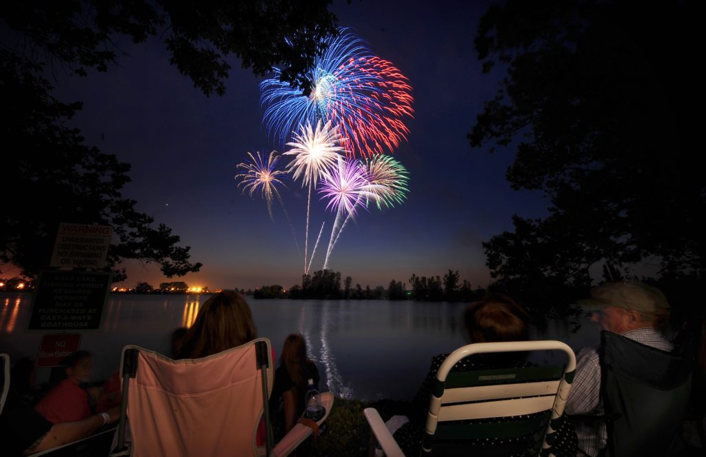 Offutt Base Lake at annual fireworks display
